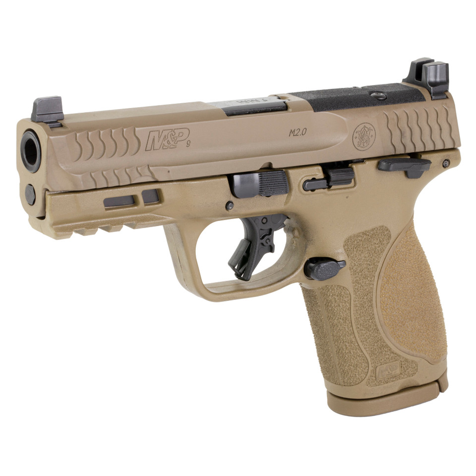 Image of S&W M&P M2.0 9MM 4" 15RD Thumb Safety Optics Ready FDE with SKU: SW13573
  Smith & Wesson M&P M2.0 Compact Optics Ready 9mm Pistol
  Discover the next evolution in the respected M&P polymer pistol line with the Smith & Wesson M&P M2.0 Compact....