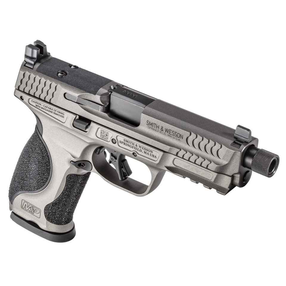 Image of S&W M&P M2.0 Metal Optics Ready Aluminum Frame Full Size, 9MM, 4.625" Threaded Barrel, Cerakote Finish, Tungsten Gray, Optic Height Sights, No Manual Safety 17 rounds with SKU: SW14162
  Experience the pinnacle of reliability and performance w...