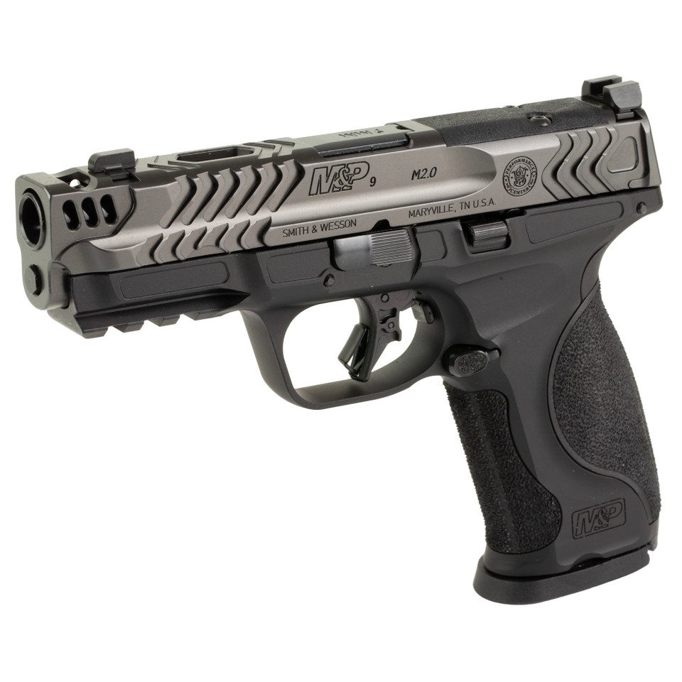 Image of S&W Performance Center M&P M2.0 Full Size Aluminum Framed Pistol 9MM 4.22" Ported Barrel Optics Ready No Safety - in Black with SKU: SW13987
  Experience unparalleled shooting performance with the new Performance Center M&P9 M2.0 Metal Carry C...