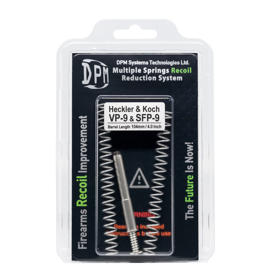 Buy the DPM Mechanical Recoil Reduction System for H&K VP-9, VP-9L, SFP-9 & SFP-9L. Multi-spring guide rod design for recoil control, faster follow-ups, and superior accuracy. Lifetime warranty.