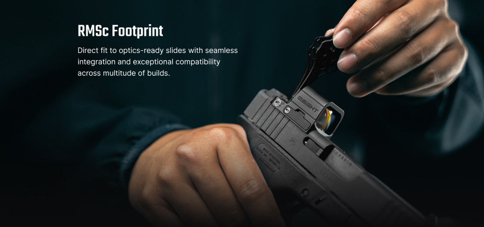 Olight SE Red Dot Sight with 2MOA dot and 32MOA circle MRS system comes with optional RMR to RMSC adapter plate increasing compatibility for multiple platforms.