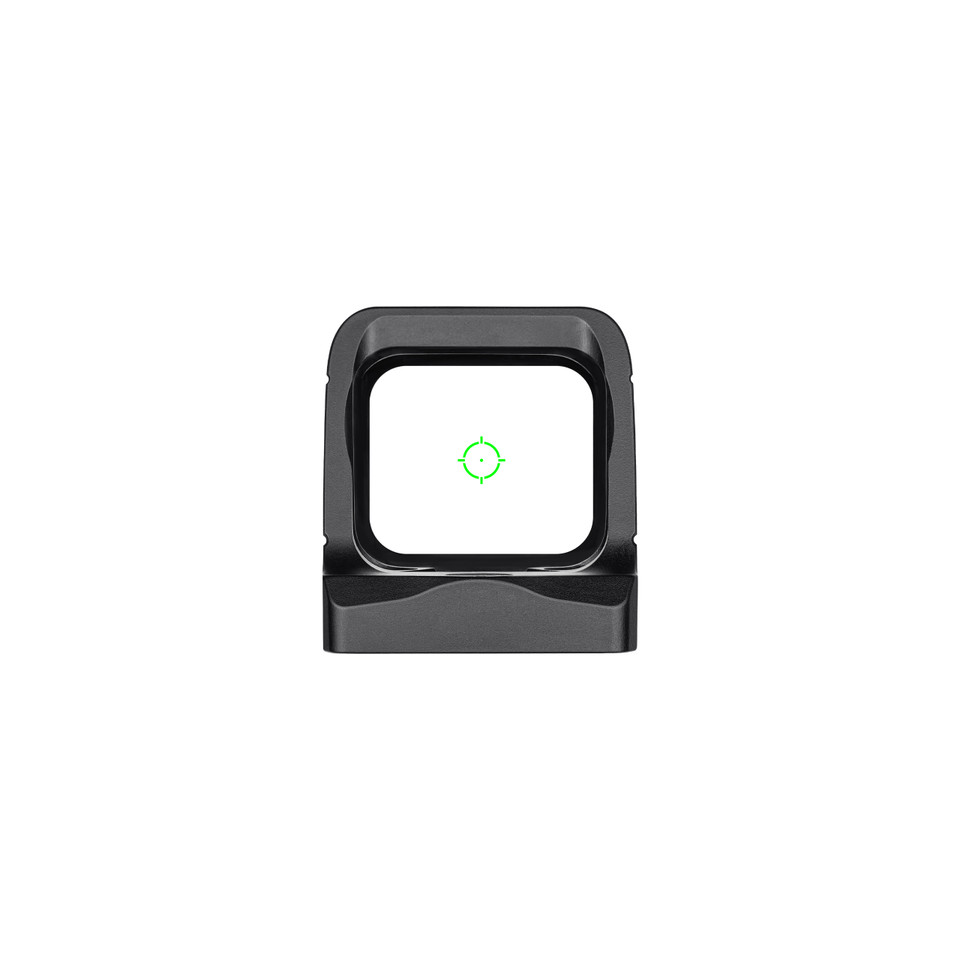 Osight X multi-reticle reflex sight with 3 MOA dot and 32 MOA circle, magnetic charging cover, and RMR footprint. Large window optic for full-size pistols.