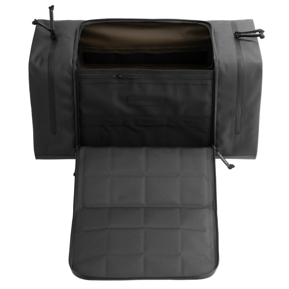 Magpul DAKA Range Bag Large Black with dual YKK Aquaguard zippers and Hypalon bottom.