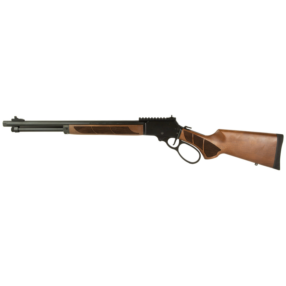 S&W Model 1854 .45 Long Colt 19.25" lever-action rifle, stainless steel, walnut stock.