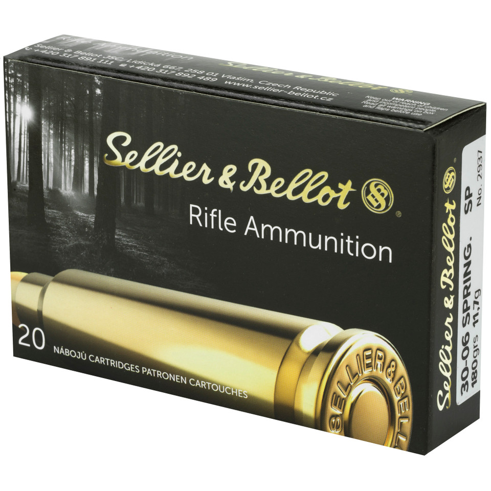 Sellier & Bellot 30-06 Springfield 180gr Soft Point rifle ammo for reliability.