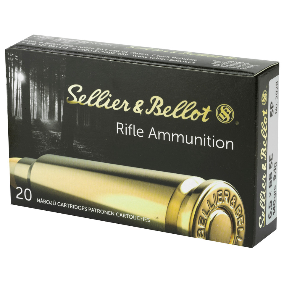 Sellier & Bellot 6.5x55 Swedish 140gr Soft Point rifle ammo for superior shooting experience.