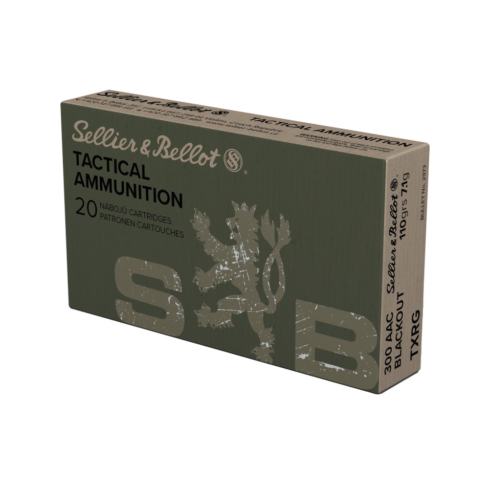 Sellier & Bellot Exergy Blue 300 Blackout 110gr Lead-Free Tipped BT rifle ammo.