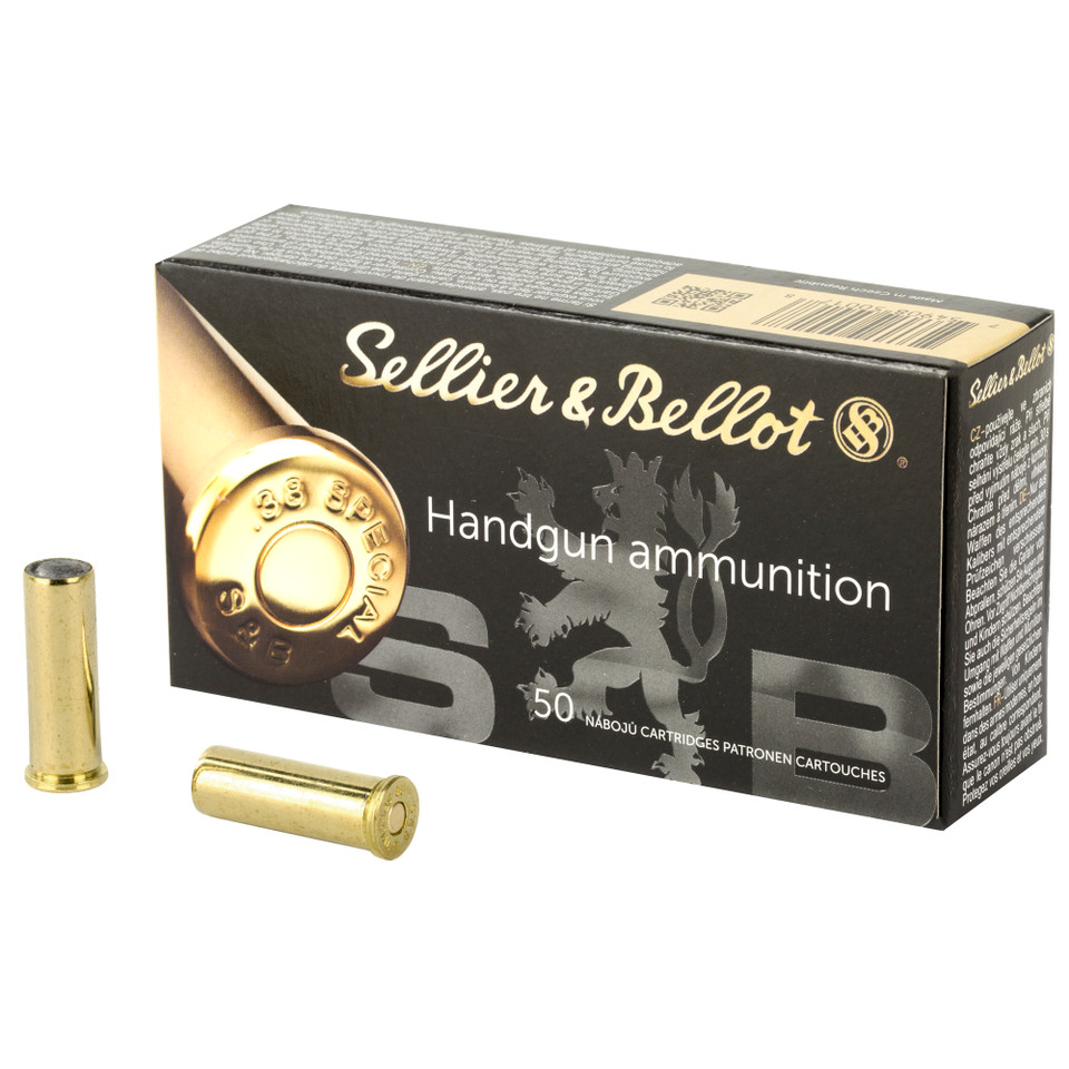 Sellier & Bellot 38 Special 148gr Wadcutter pistol ammo for target shooting accuracy.
