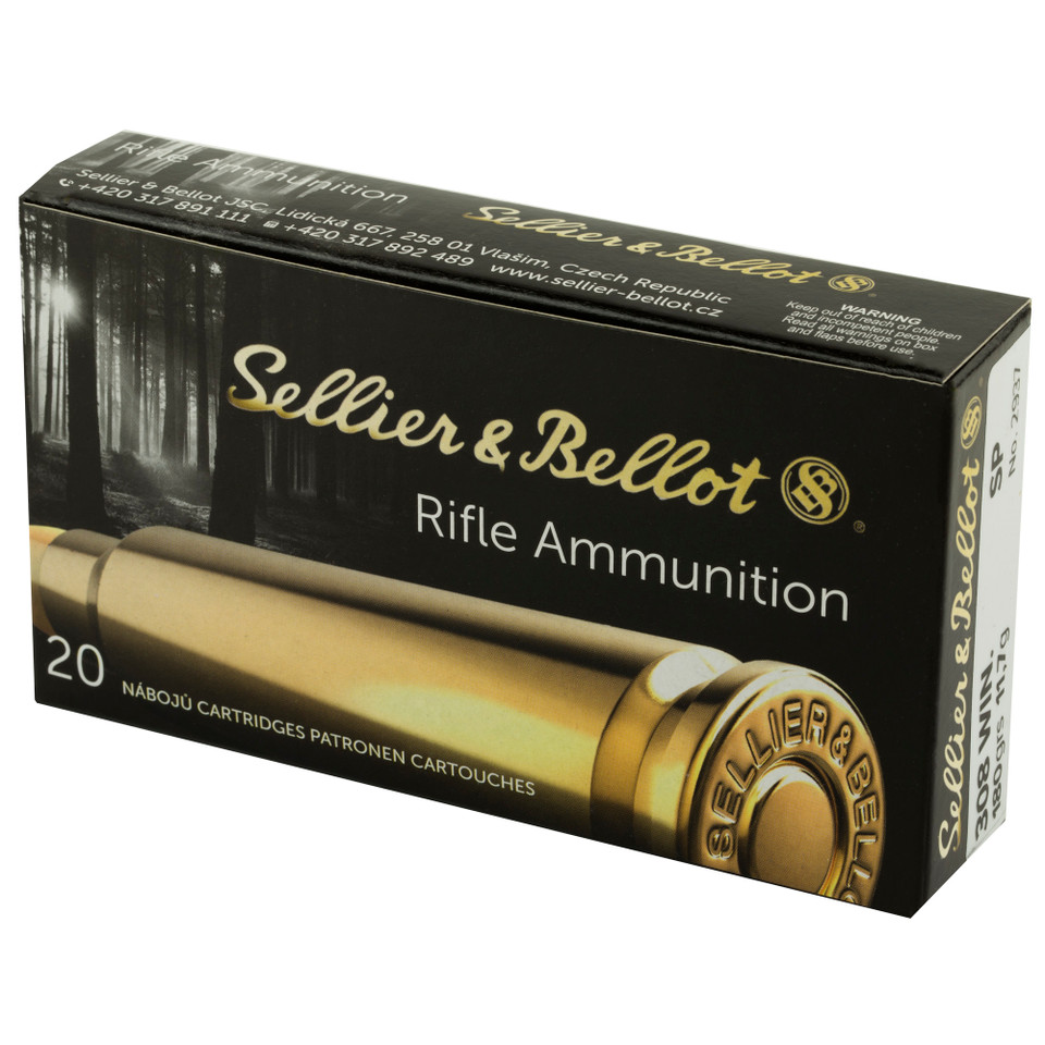 Sellier & Bellot 308 Win 180gr Soft Point rifle ammo for shooters and hunters.