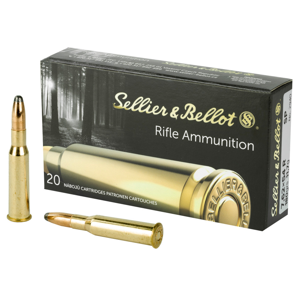 Sellier & Bellot 7.62x54R 180gr Soft Point rifle ammo for shooters and hunters.