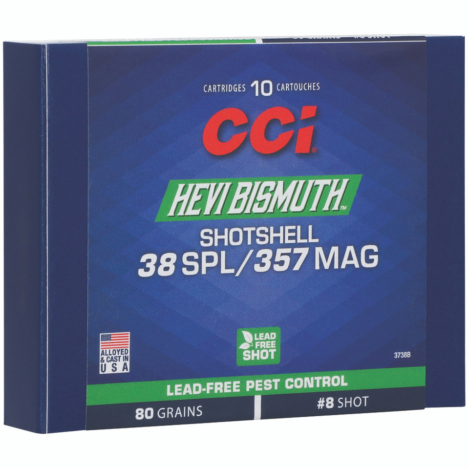 CCI Hevi-Bismuth 38 Special/357 Magnum Bismuth Shot for eco-friendly handgun shooting, 10 rounds.