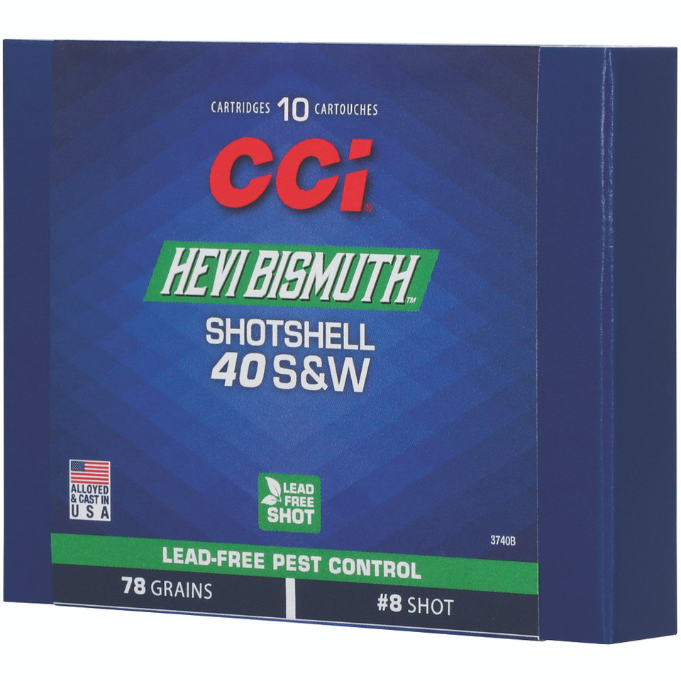CCI Hevi-Bismuth 40 S&W Bismuth Shot for eco-friendly handgun shooting, 10 rounds.