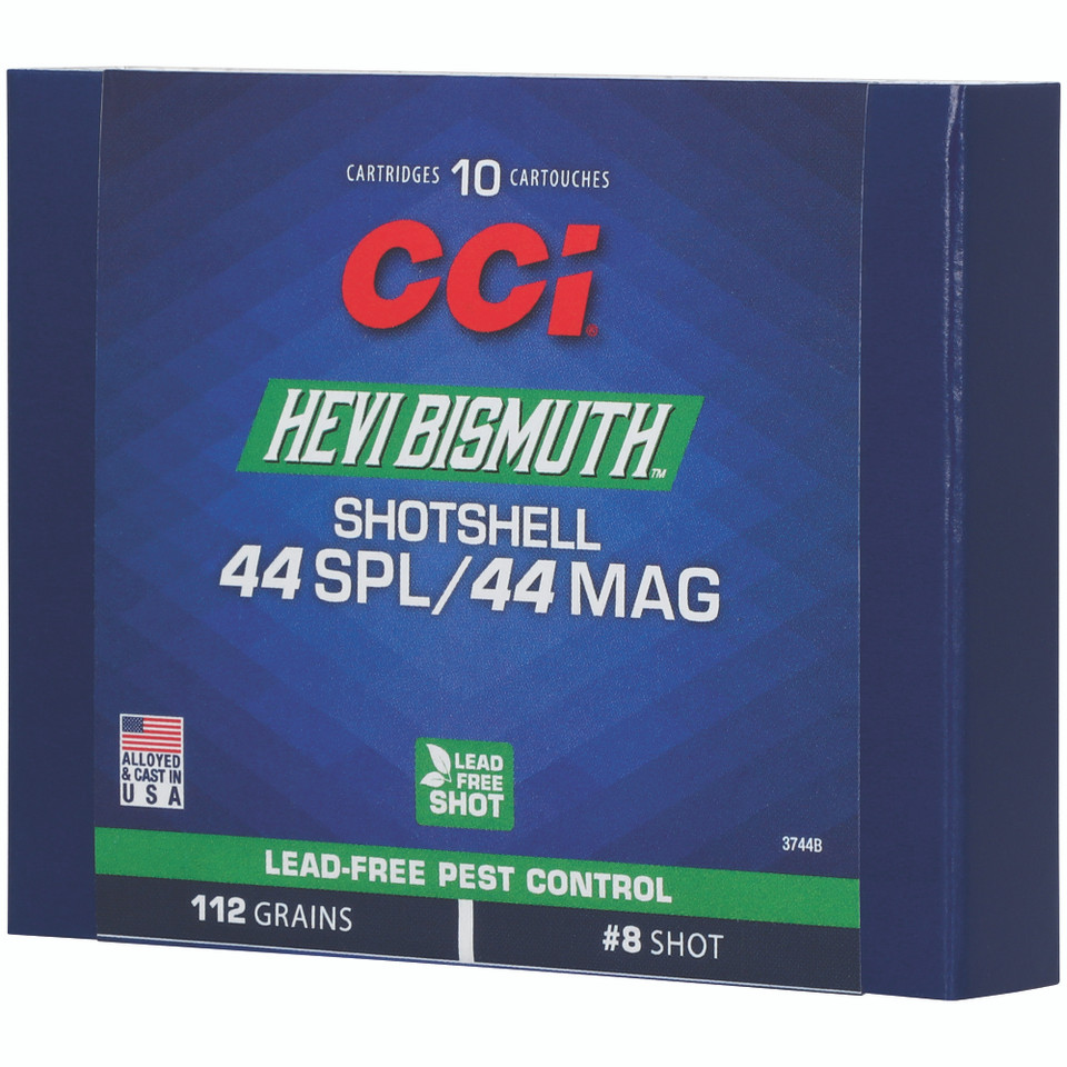 CCI Hevi-Bismuth 44 Special/44 Magnum Bismuth Shot for eco-friendly handgun shooting, 10 rounds.
