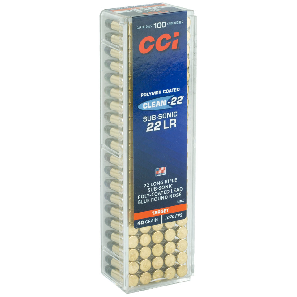 CCI Subsonic 22 LR 40gr Lead Round Nose for suppressed shooting, 100 rounds.