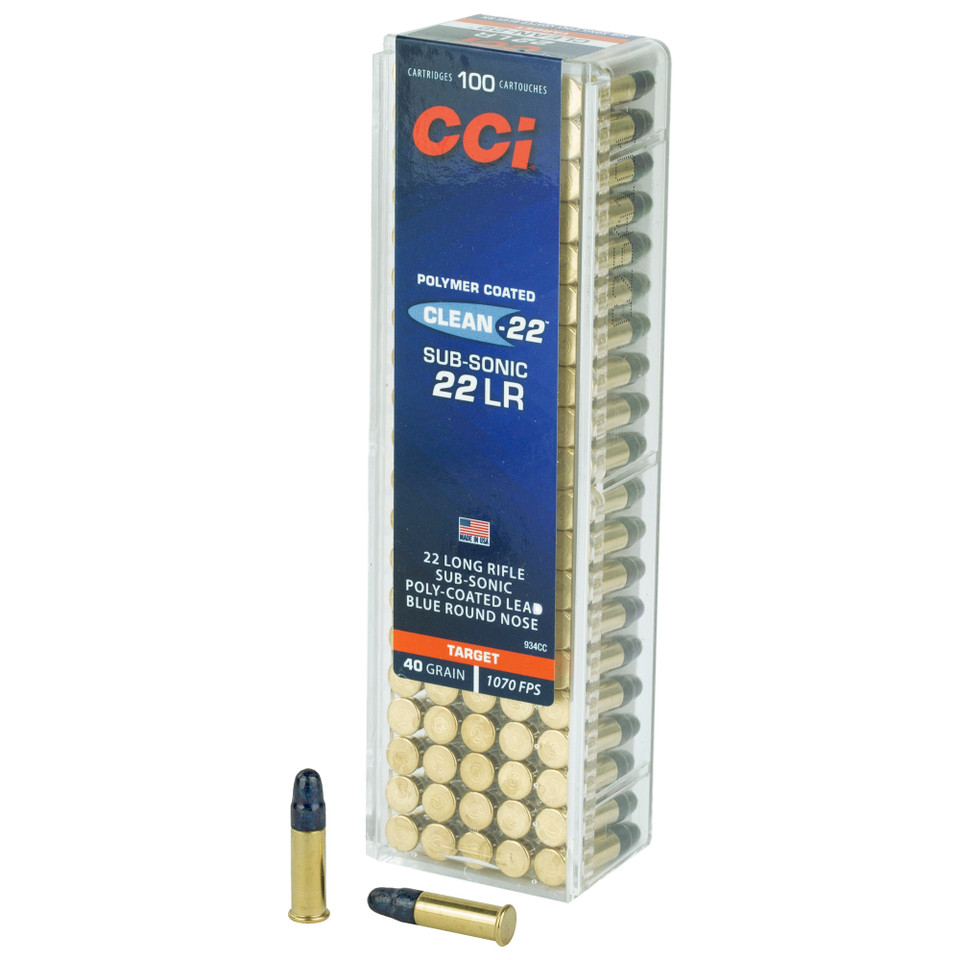 CCI Subsonic 22 LR 40gr Lead Round Nose for suppressed shooting, 100 rounds.