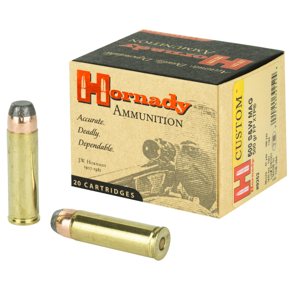Hornady Custom 500 S&W 500gr XTP ammunition box