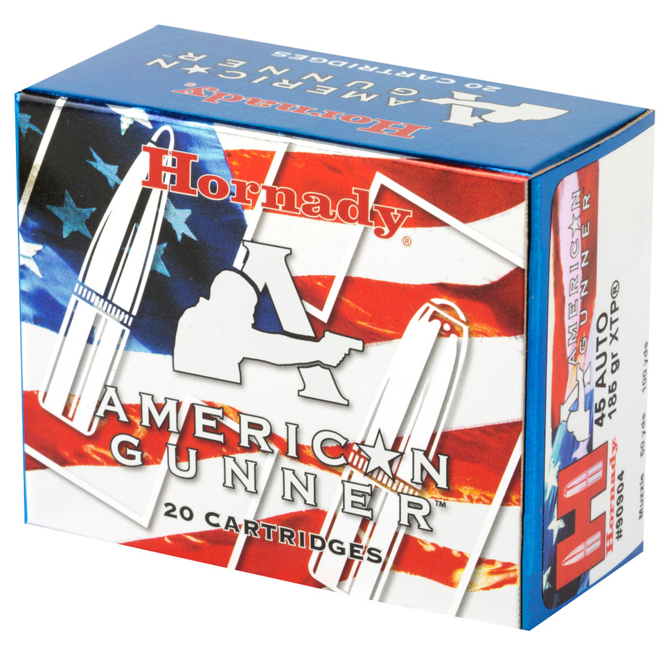 Hornady American Gunner 45 ACP 185gr XTP ammunition box