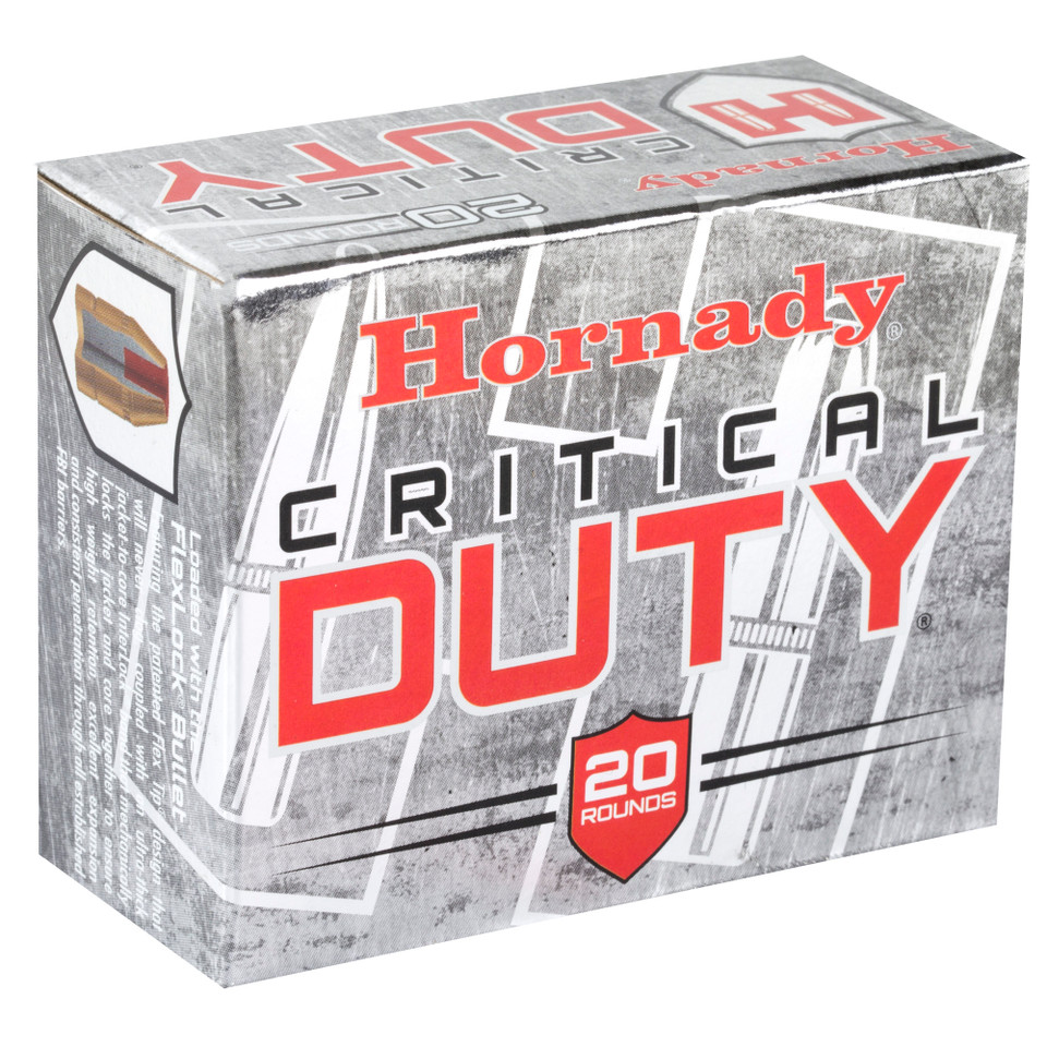 Hornady Critical Duty 45ACP +P 220gr FlexLock ammunition box