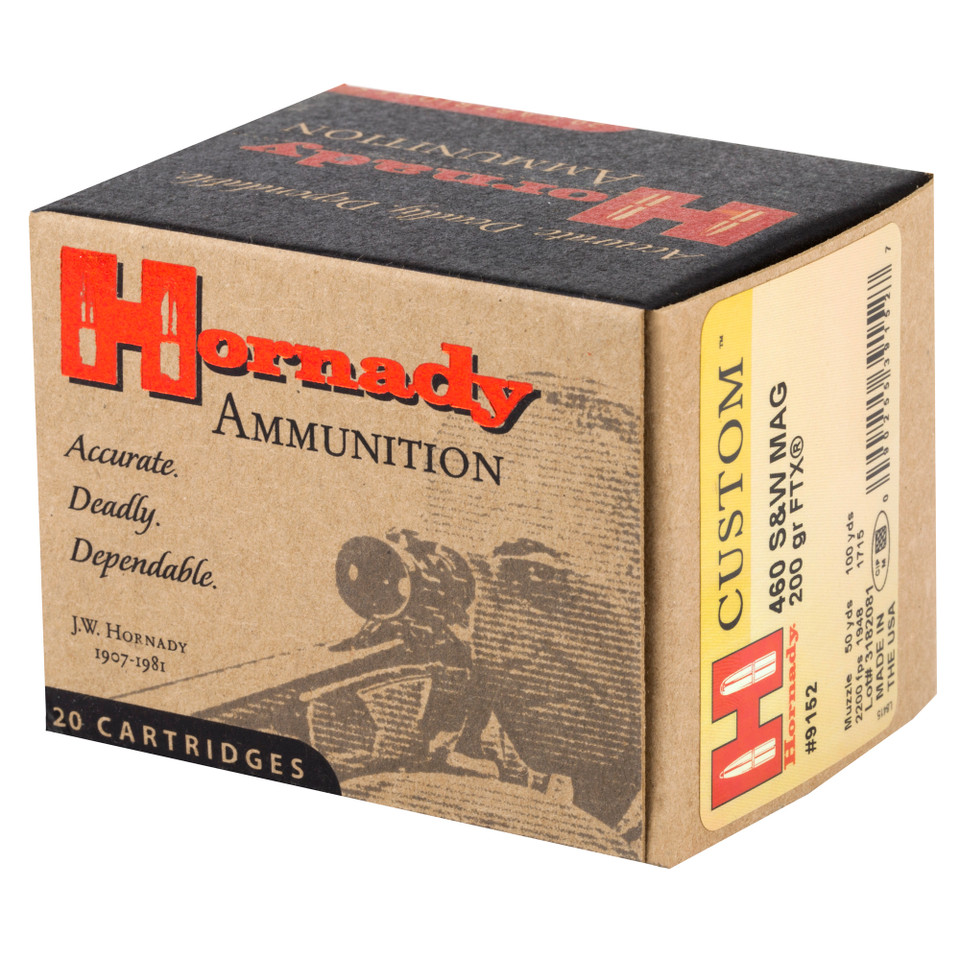 Hornady Custom 460 S&W 200gr FTX ammunition box