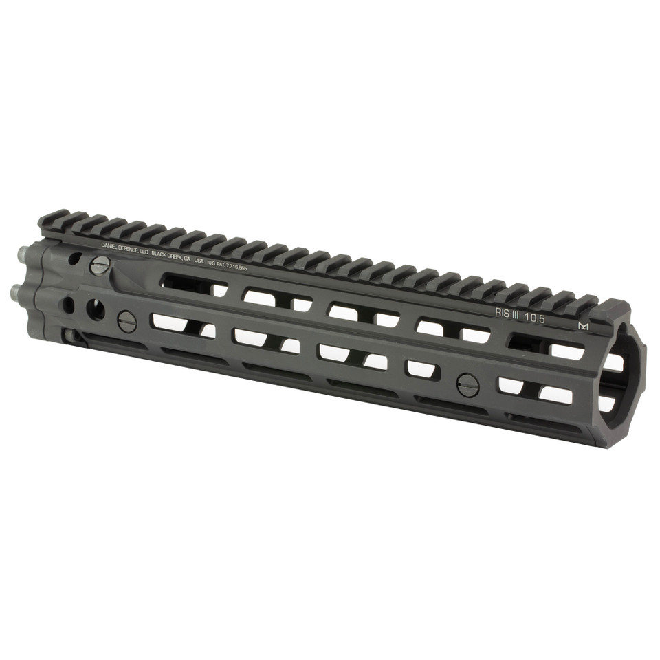 Daniel Defense RIS III 10.5" Black M-LOK Rail System with QD swivel mounts.