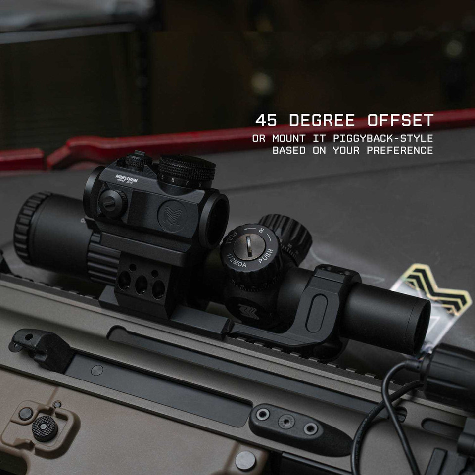 Monstrum Sidewinder Series 30mm Scope Mount with 45 Degree Canted Red Dot Sight Base