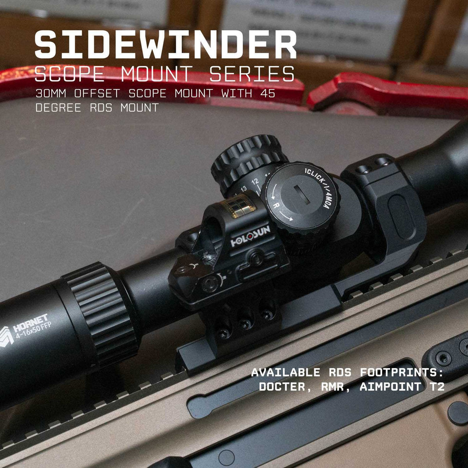 Monstrum Sidewinder Series 30mm Scope Mount with 45 Degree Canted Red Dot Sight Base