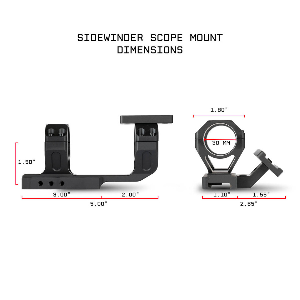 Monstrum Sidewinder Series 30mm Scope Mount with 45 Degree Canted Red Dot Sight Base