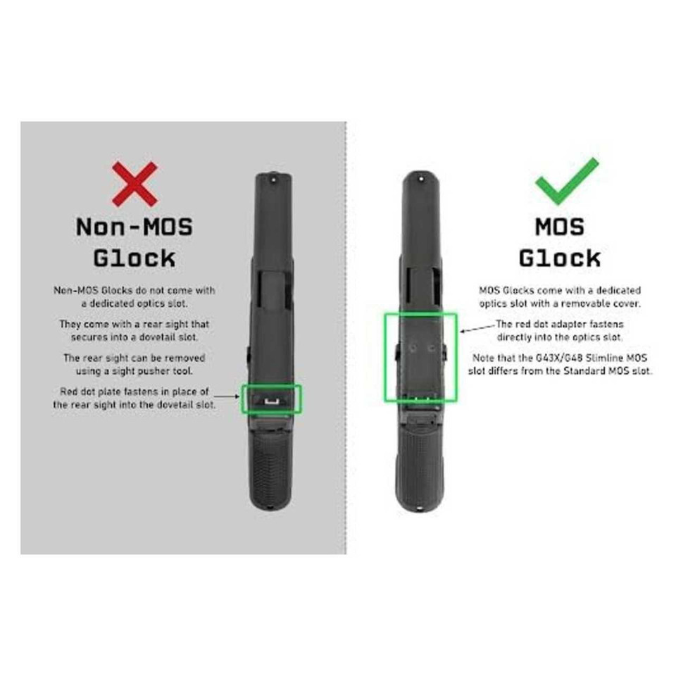 Monstrum Red Dot Mounting Plate for MOS Version Glock Pistols 17 19 22 23 26 27 34