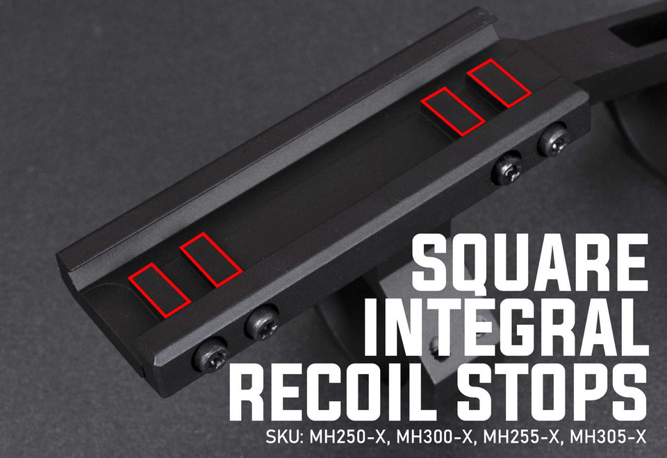 High-performance 1-inch offset dual ring scope mount with level bubble.