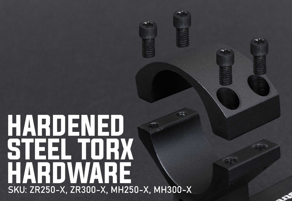 Shrapnel 25-slot extended Picatinny riser mount with recoil stop.