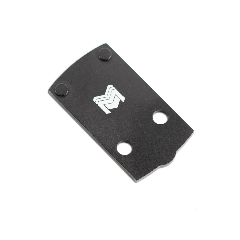 Glock RMR footprint red dot mounting plate for dovetail rear sight slide.