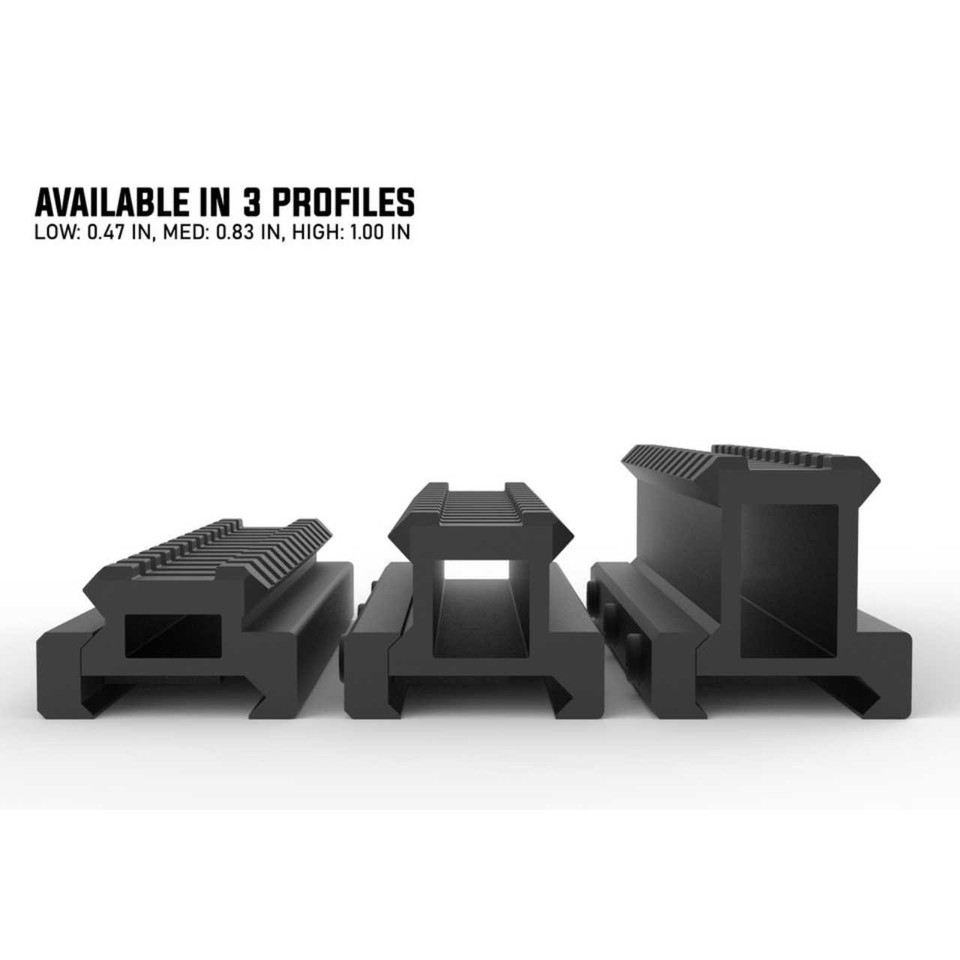 Lockdown Series V3 lightweight riser mount, 13-slot, adjustable height.