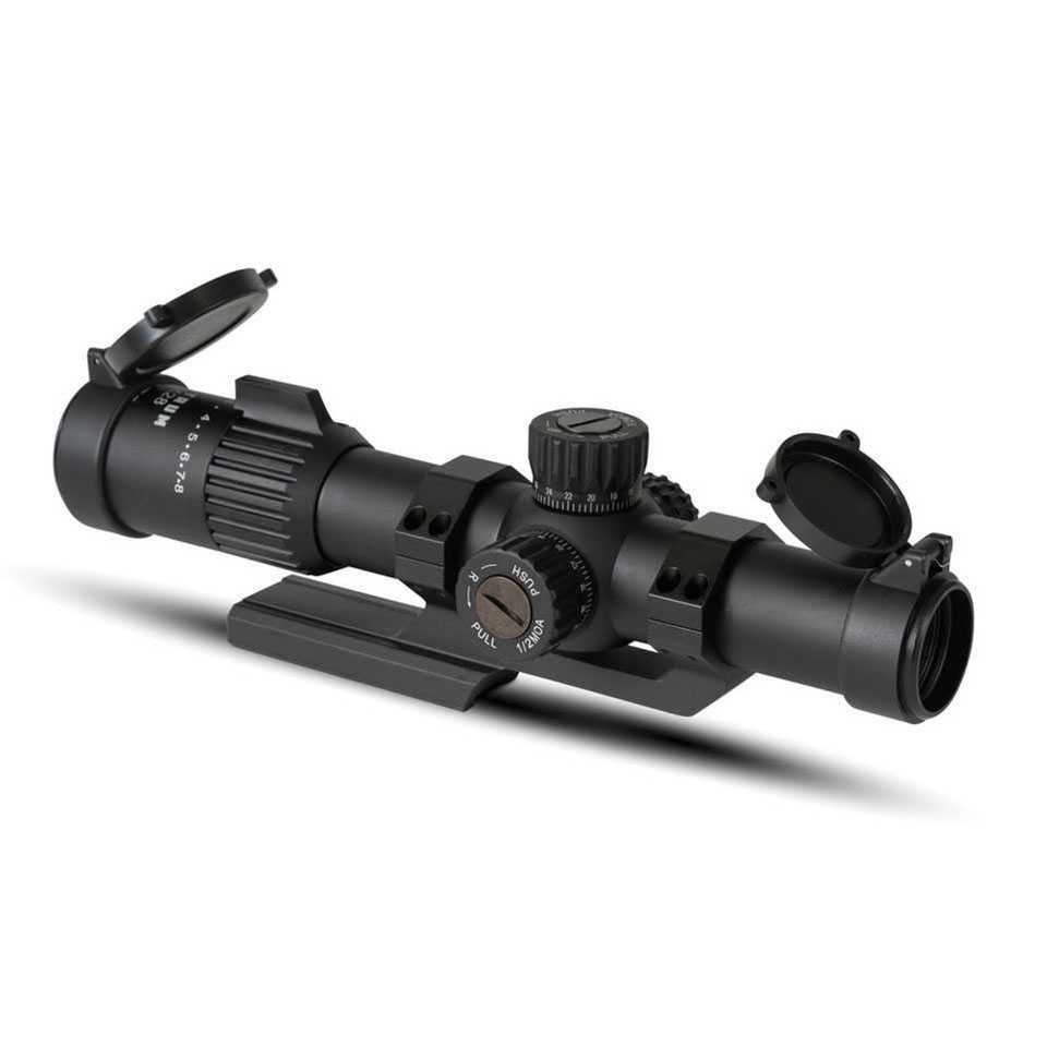 Archangel 1-10x24 FFP LPVO scope with illuminated BDC reticle.