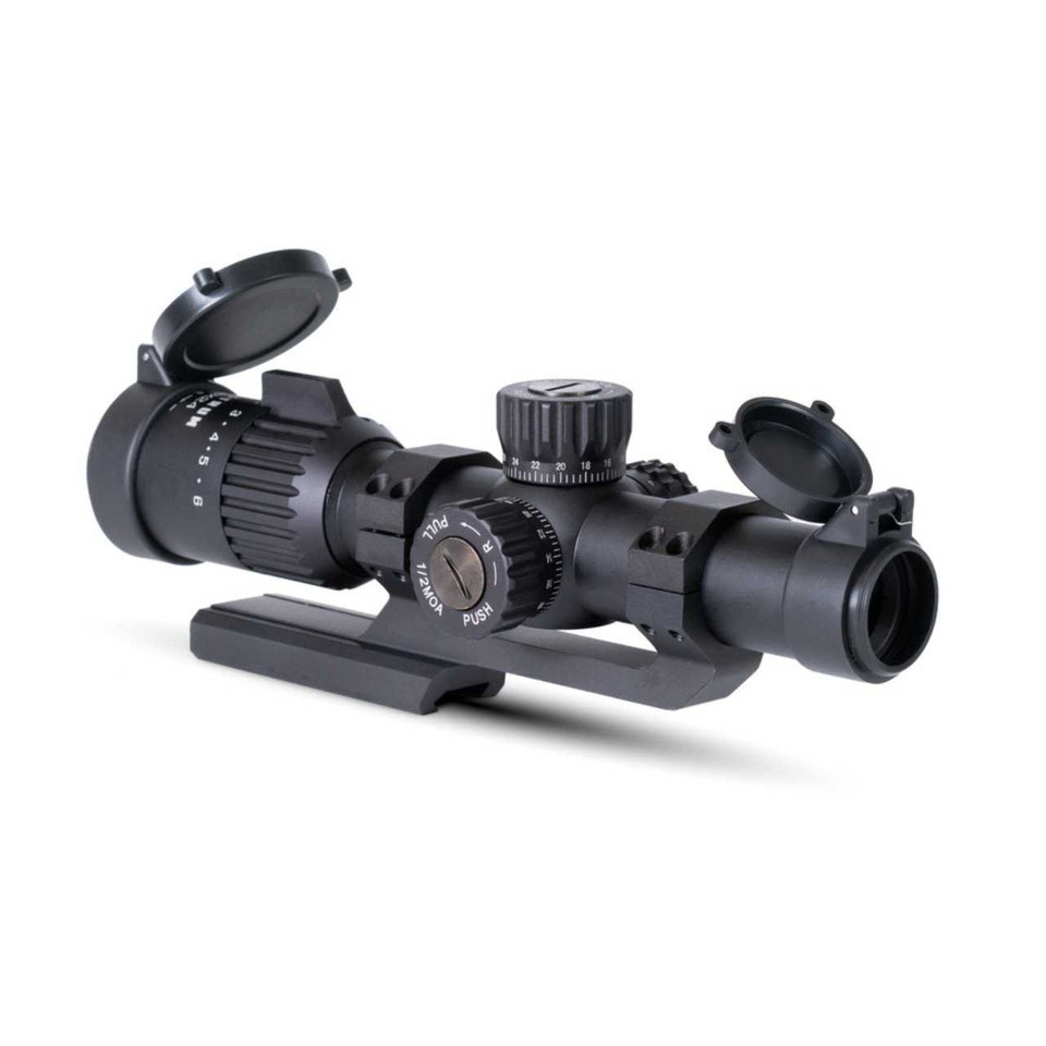 Archangel 1-6x24 FFP LPVO scope with illuminated BDC reticle.