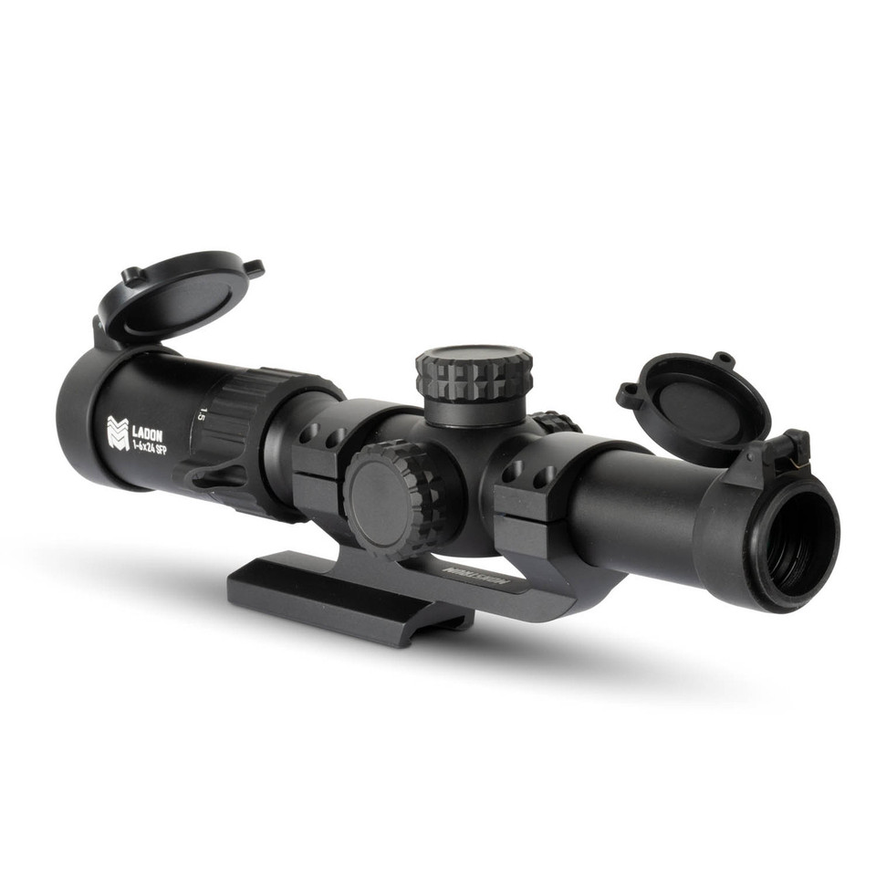 Ladon 1-6x24 LPVO scope with Second Focal Plane reticle and integrated Ghost Piggyback Red Dot sight.