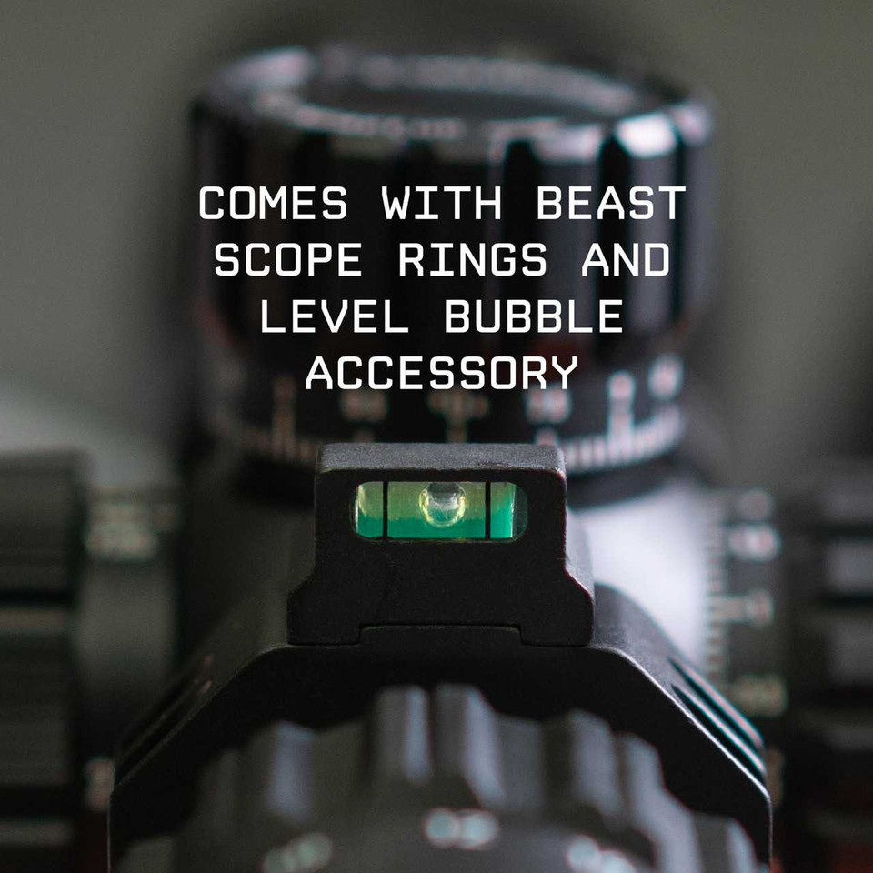 Beast 6-24x50 FFP scope with First Focal Plane reticle and 50mm objective lens.