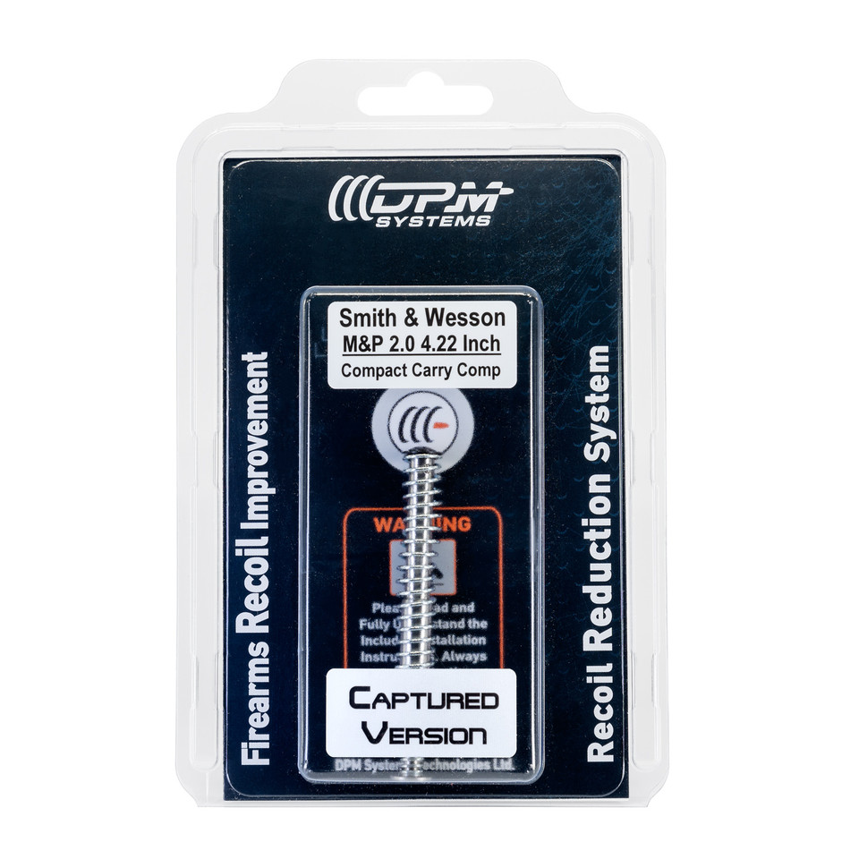 DPM Captured Recoil Reduction System for S&W M&P Carry Comp 4.22” drop-in multi-spring recoil rod that reduces felt recoil, protects slide/frame, and improves follow-up shots. Lifetime warranty.