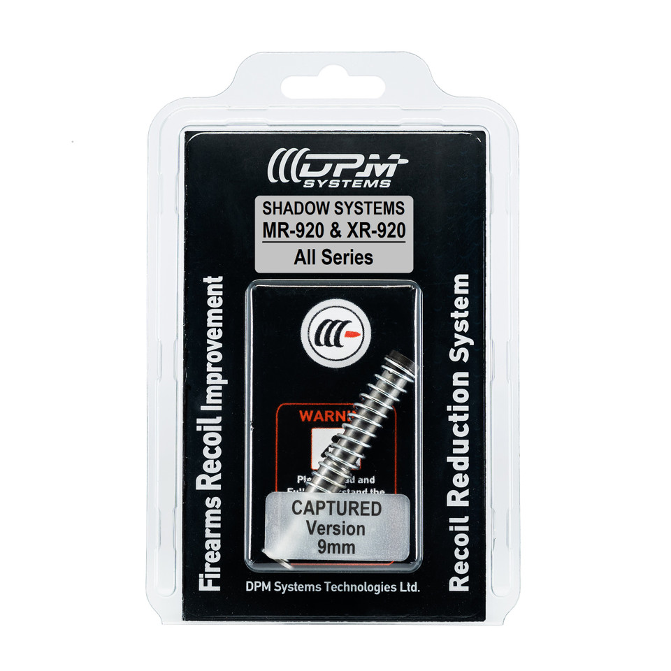 DPM Captured Recoil Reduction System for Shadow Systems MR920 / XR920 / Elite 9mm  drop-in captured guide rod delivers 10 lb closed force and ~24 lb full-open buffer to reduce recoil, protect slide/frame, and improve follow-up speed. Lifetime warranty.