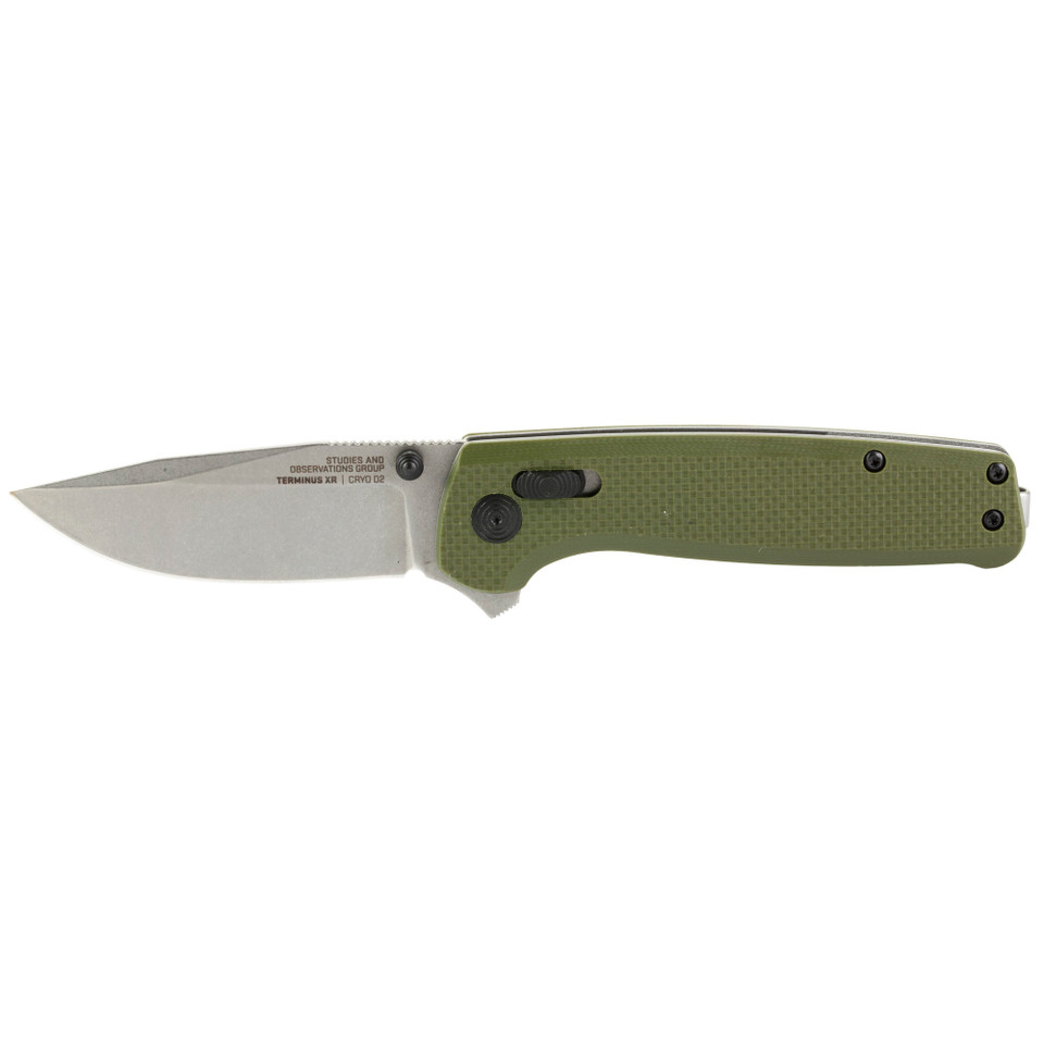 SOG Terminus XR G10 Olive Drab folding knife with D2 steel and XR lock.