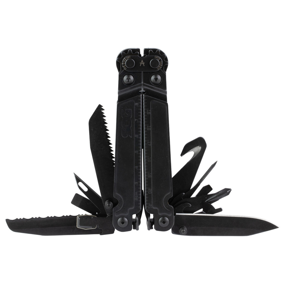 SOG PowerAccess Assist MT black multi-tool with 21 tools and assisted opening.