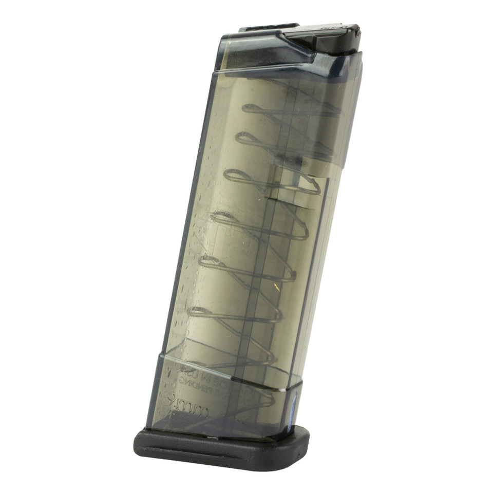 ETS 9rd CRB Carbon Smoke 9mm magazine for Glock 43, extended capacity.