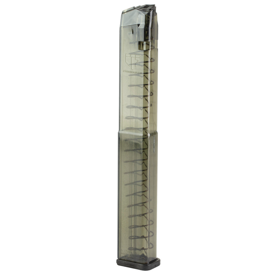 ETS 40rd Carbon Smoke 9mm magazine for Glock 17/19, extended capacity.