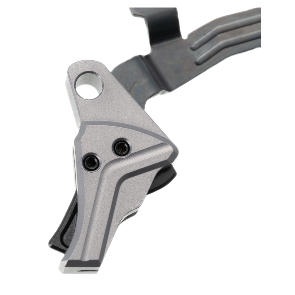 Tyrant CNC I.T.T.S. Trigger for Glock Gen 3/4 in Grey Shoe, Black Safety.