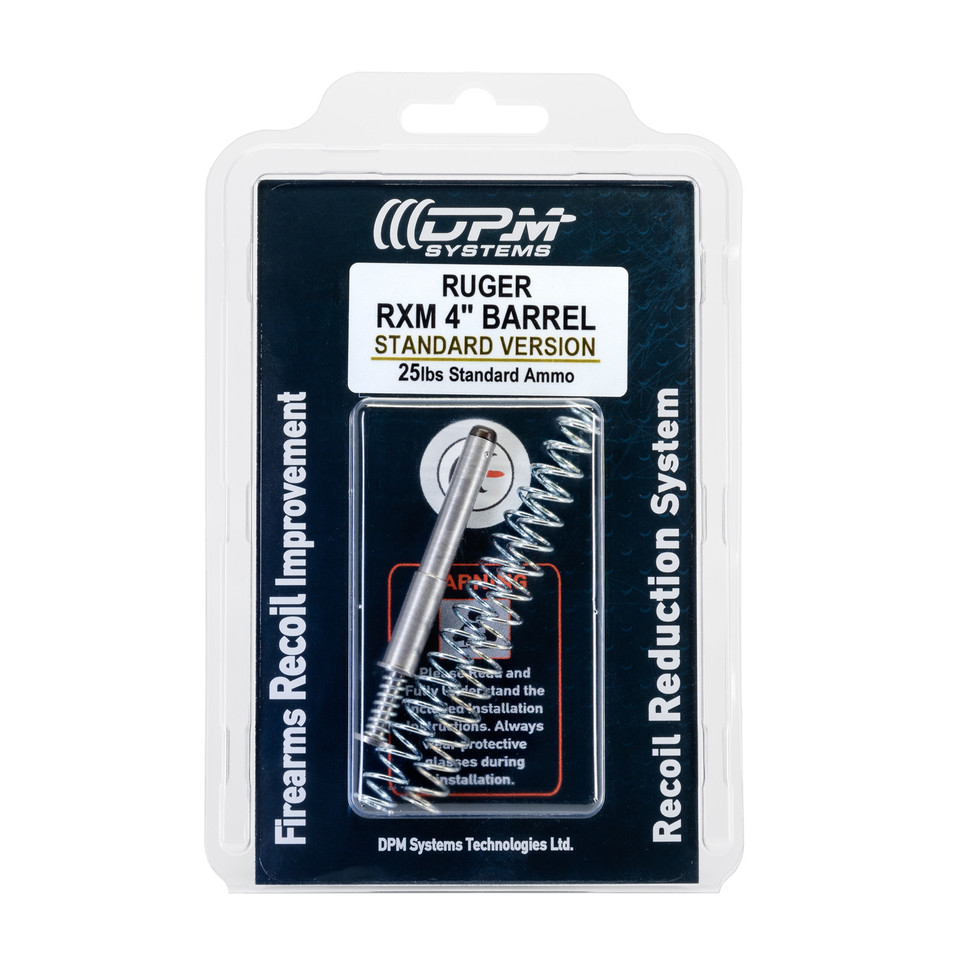 Discover the DPM Mechanical Recoil Reduction System for Ruger RXM 4" Barrel, a multi-spring design that cuts recoil, protects your slide, and boosts accuracy for faster shots. Patented technology with lifetime warranty for superior pistol performance.