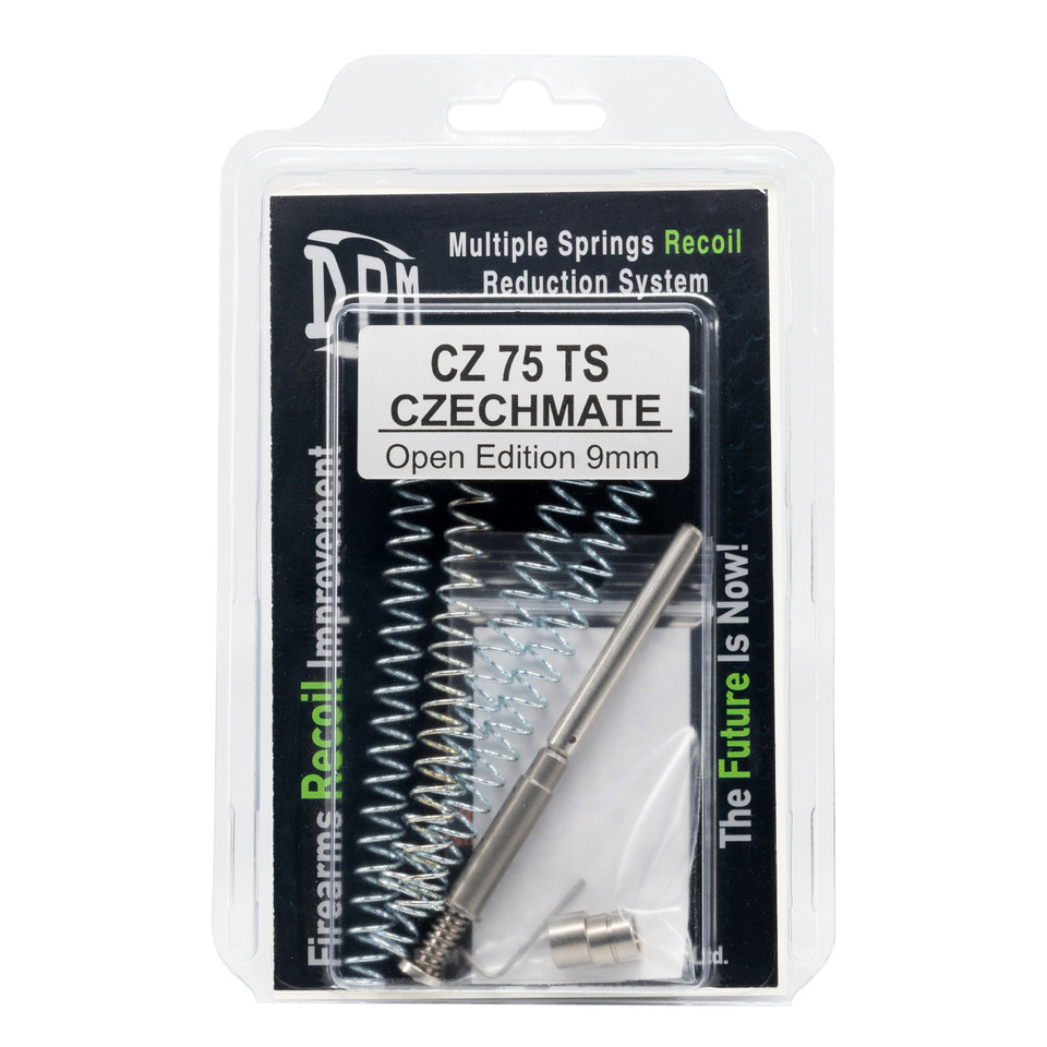 Upgrade your CZ 75 TS Czechmate with the DPM Mechanical Recoil Reduction System: multi-spring design reduces recoil by up to 25%, protects slide/frame, and boosts accuracy for 9mm/.40 S&W. Faster shots, zero jams. EU-made precision.
