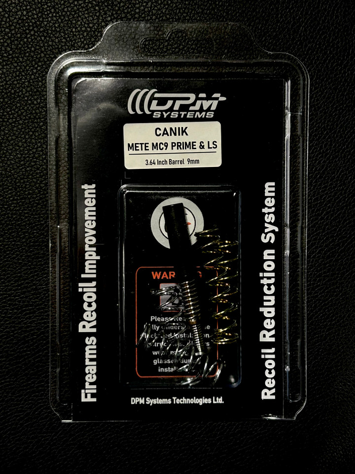 Upgrade your Canik METE MC9 PRIME or LS with the DPM Telescopic Recoil Reduction System. Enjoy significant recoil reduction, faster follow-up shots, and improved accuracy with customizable springs. Direct replacement with lifetime warranty.