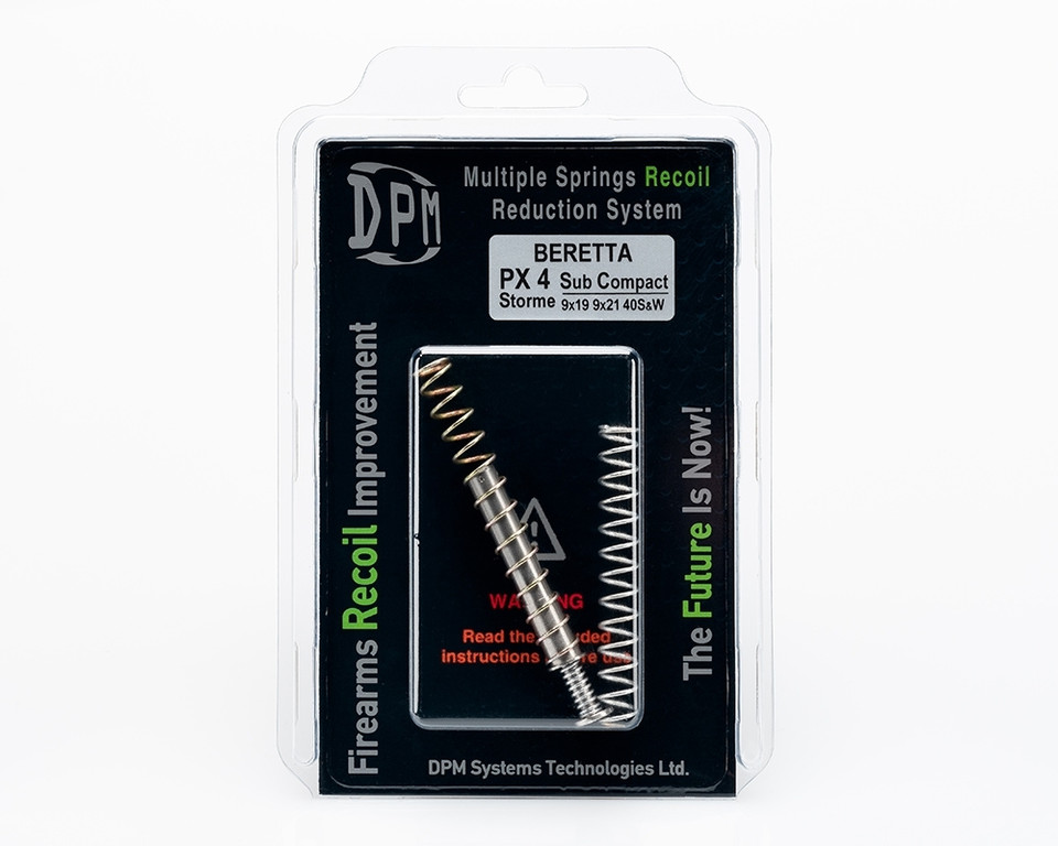Enhance your Beretta PX4 Subcompact with the DPM Mechanical Recoil Reduction System. Drop-in multi-spring design reduces recoil, improves accuracy, and protects your pistol in 9mm, 9x21, and .40 S&W. Faster follow-up shots and greater control. Made in Greece.