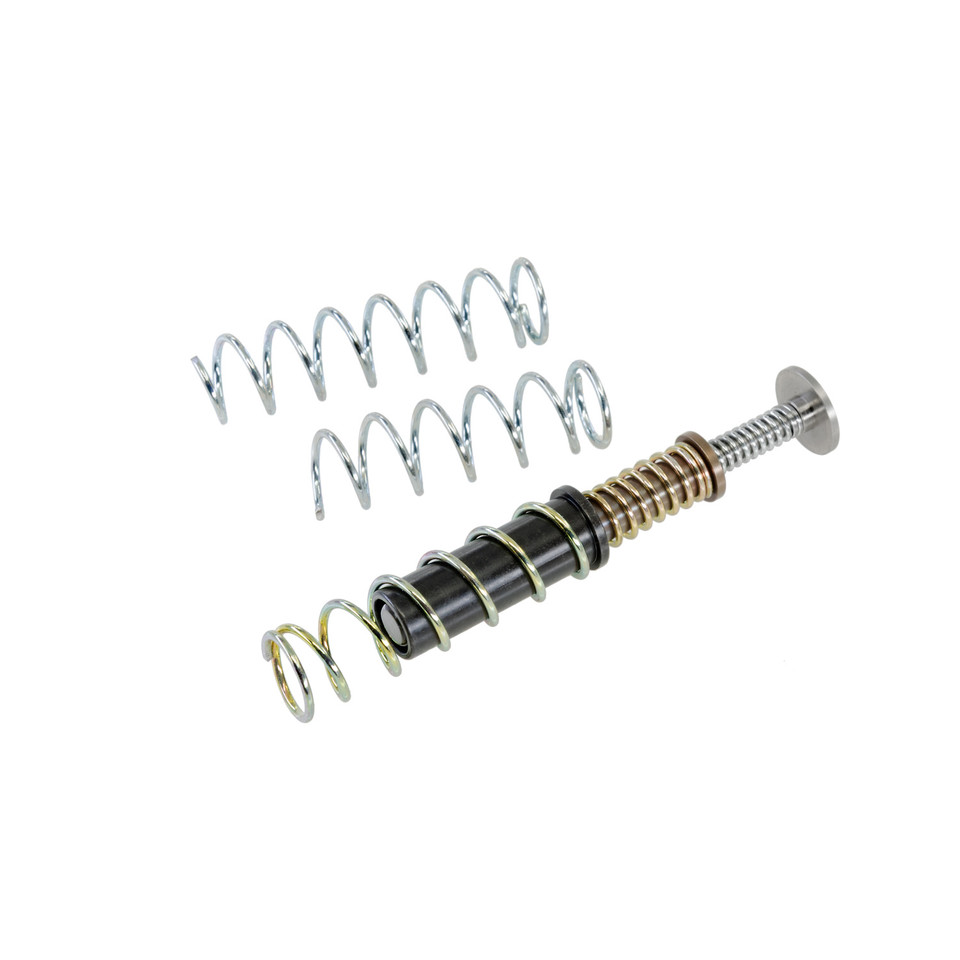 Upgrade your CZ P-10M 9mm micro-compact with the DPM Telescopic Recoil Reduction System. Enjoy reduced recoil, faster follow-up shots, and better accuracy. Direct replacement with tunable springs for optimal performance.