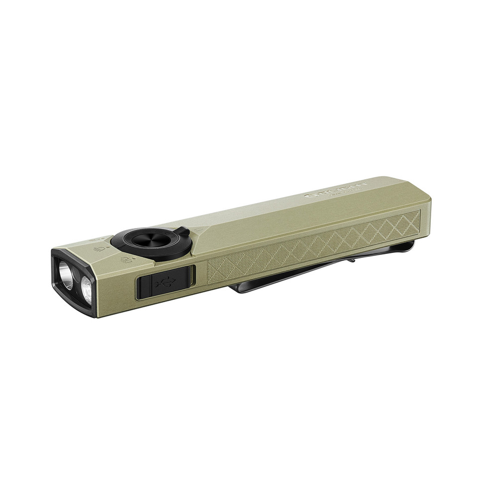 Shop the Olight ArkPro Series flat unibody EDC flashlight with 1700 lumen flood, 800 lumen spotlight, 365nm UV light, and green beam. Durable O-aluminum construction with USB-C and magnetic charging.