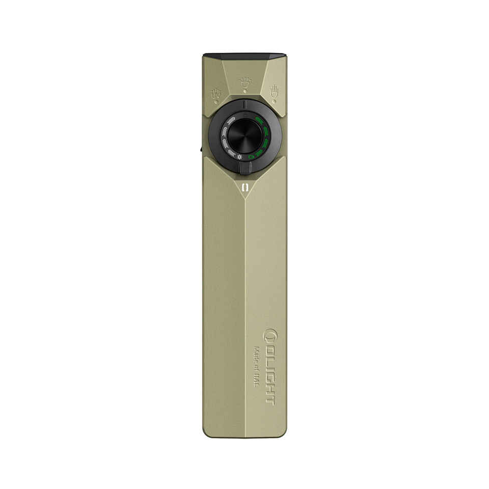 Shop the Olight ArkPro Series flat unibody EDC flashlight with 1700 lumen flood, 800 lumen spotlight, 365nm UV light, and green beam. Durable O-aluminum construction with USB-C and magnetic charging.